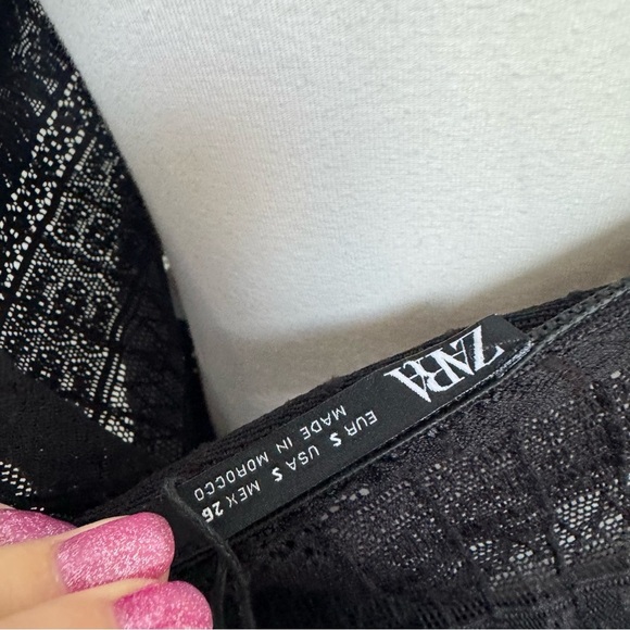 NWT ZARA Black Sheer Lace Cami Top Whimsigoth Romantic Mesh Tank Fairy Grunge S - Picture 4 of 5